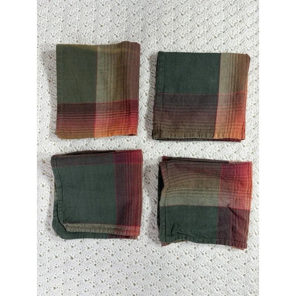 Plaid Cloth Napkin Set of 4 Classic or Any Day Square 15”